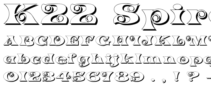 K22 Spiral Swash Shadow font